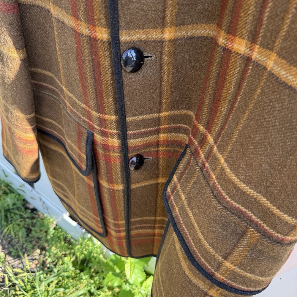 Pendleton BarnCar Coat‎ Wool Jacket Quilted Lining, Brn Plaid Vtg Grandpacore LG - Picture 6 of 15